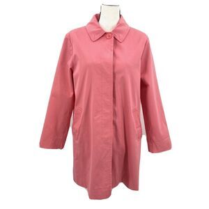 1 Madison Car Coat Pink Sz L Floral Lining Pockets VTG 50s Look Cottage Retro